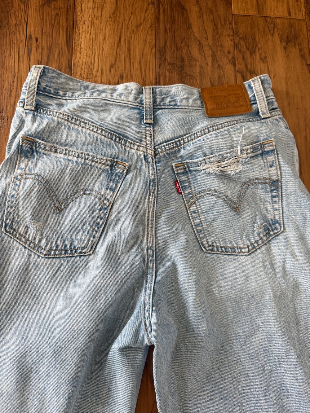 Levi's Ribcage Light Blue Ripped Wide Leg Jeans - Picture 5 of 5